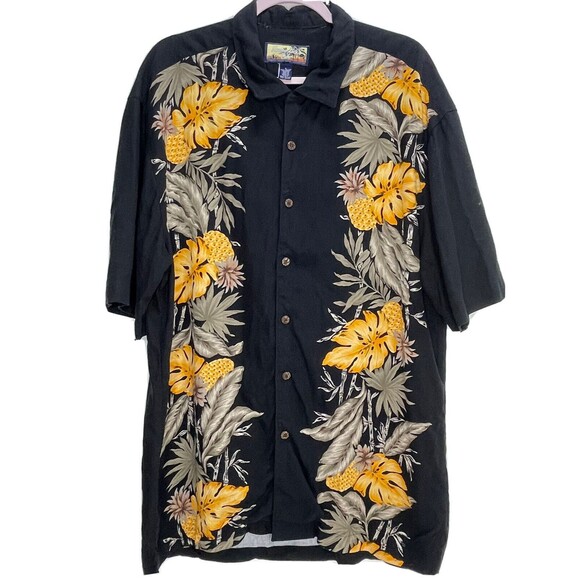 Havana Jacks Cafe Shirt Mens L Hawaiian Button Up Camp Upside down Pineapple - Picture 1 of 6